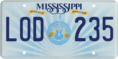 MS license plate LOD235