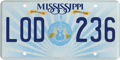 MS license plate LOD236