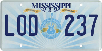 MS license plate LOD237