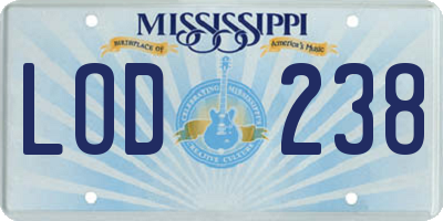 MS license plate LOD238