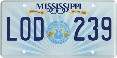 MS license plate LOD239