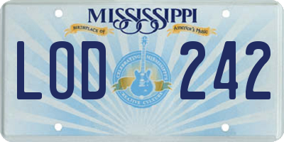 MS license plate LOD242