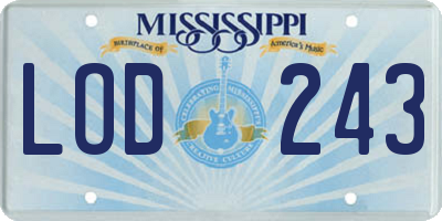 MS license plate LOD243