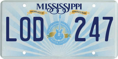 MS license plate LOD247