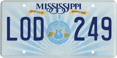 MS license plate LOD249