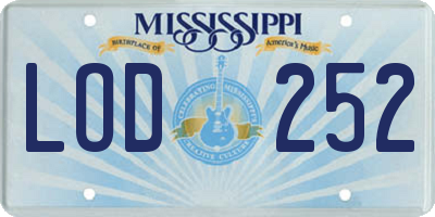 MS license plate LOD252