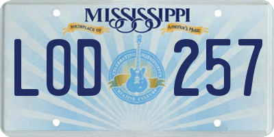MS license plate LOD257