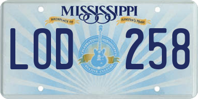 MS license plate LOD258
