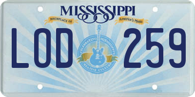 MS license plate LOD259