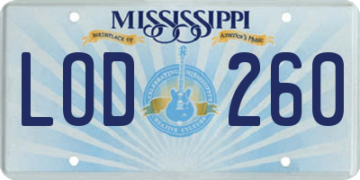 MS license plate LOD260