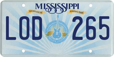 MS license plate LOD265