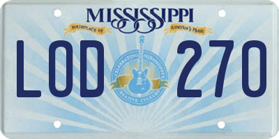 MS license plate LOD270