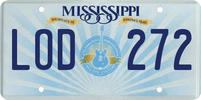 MS license plate LOD272