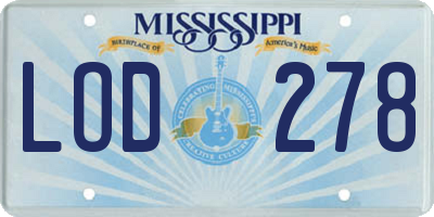 MS license plate LOD278