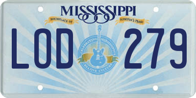 MS license plate LOD279