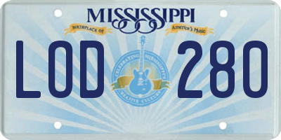 MS license plate LOD280
