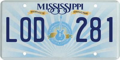 MS license plate LOD281