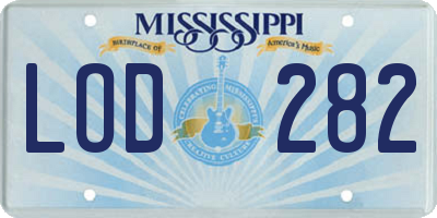 MS license plate LOD282