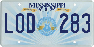 MS license plate LOD283