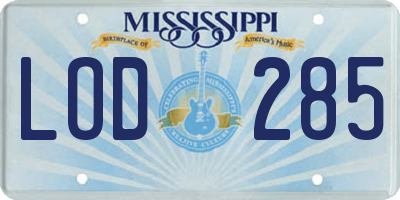 MS license plate LOD285