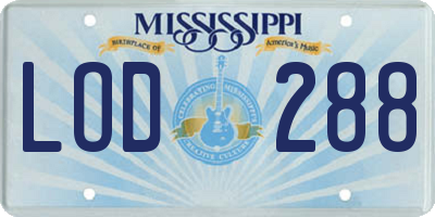MS license plate LOD288