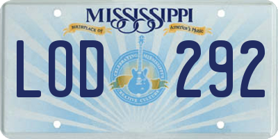 MS license plate LOD292