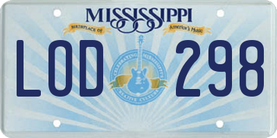 MS license plate LOD298