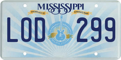 MS license plate LOD299