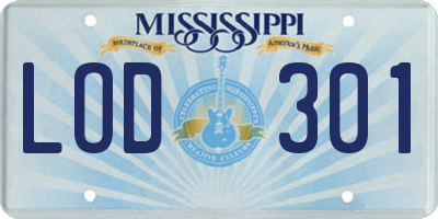 MS license plate LOD301