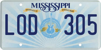 MS license plate LOD305