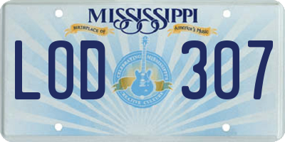 MS license plate LOD307