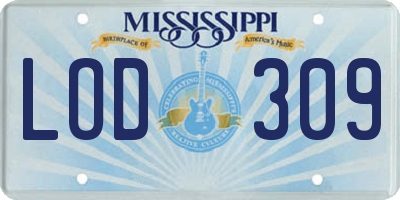 MS license plate LOD309