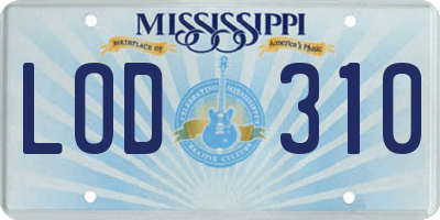 MS license plate LOD310