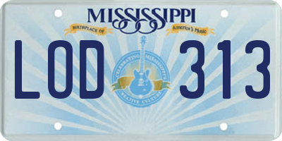 MS license plate LOD313