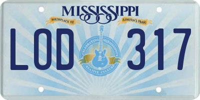 MS license plate LOD317