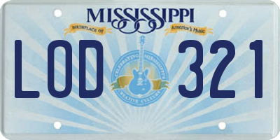 MS license plate LOD321