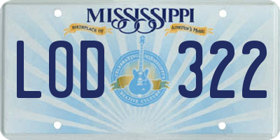 MS license plate LOD322