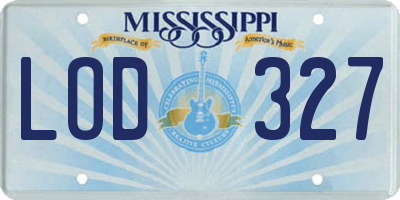 MS license plate LOD327