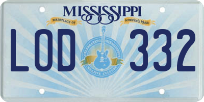 MS license plate LOD332