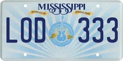 MS license plate LOD333