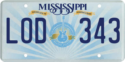MS license plate LOD343