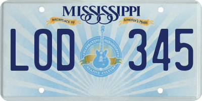 MS license plate LOD345