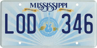 MS license plate LOD346