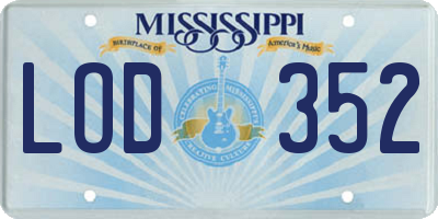 MS license plate LOD352