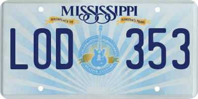 MS license plate LOD353