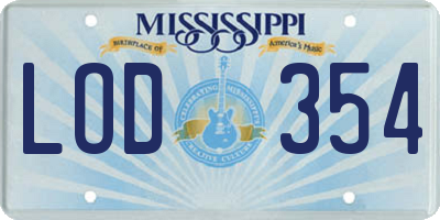 MS license plate LOD354