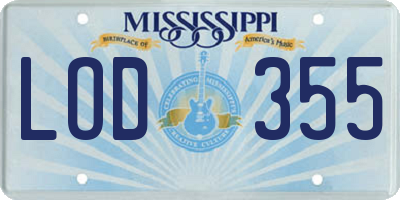 MS license plate LOD355