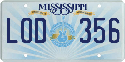 MS license plate LOD356