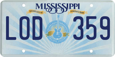 MS license plate LOD359