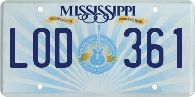 MS license plate LOD361